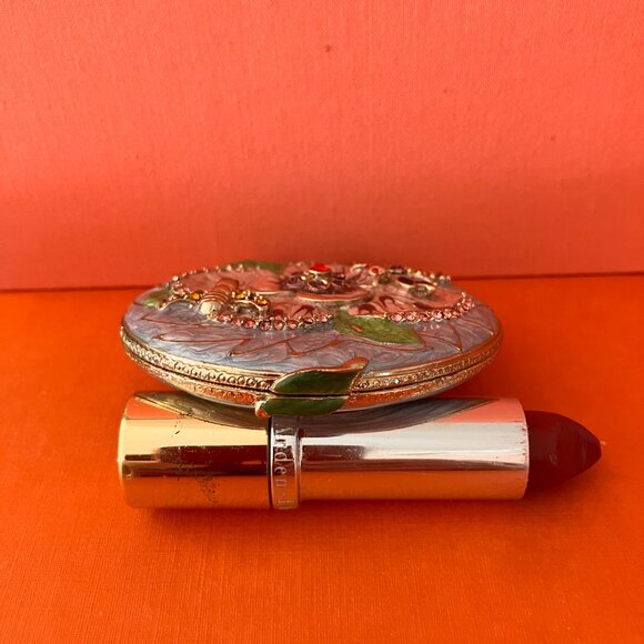 Vintage Enamel Compact: Jewelled Dragonfly & Bee, Double Mirror - Picture 9 of 9